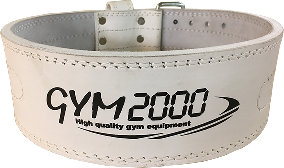 GYM2000 Powerlifting Belt hvitt skinn 