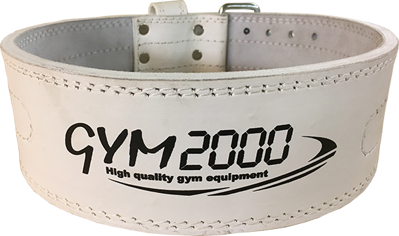 GYM2000 Powerlifting Belt hvitt skinn L (Feilvare)