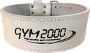 GYM2000 Powerlifting Belt hvitt skinn L (Feilvare)