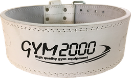 [30146L] GYM2000 Powerlifting Belt hvitt skinn L (Feilvare)