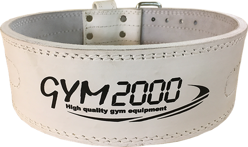 [30146L] GYM2000 Powerlifting Belt hvitt skinn L (Feilvare)