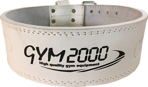 [30146XL] GYM2000 Powerlifting Belt hvitt skinn XL (Feilvare)